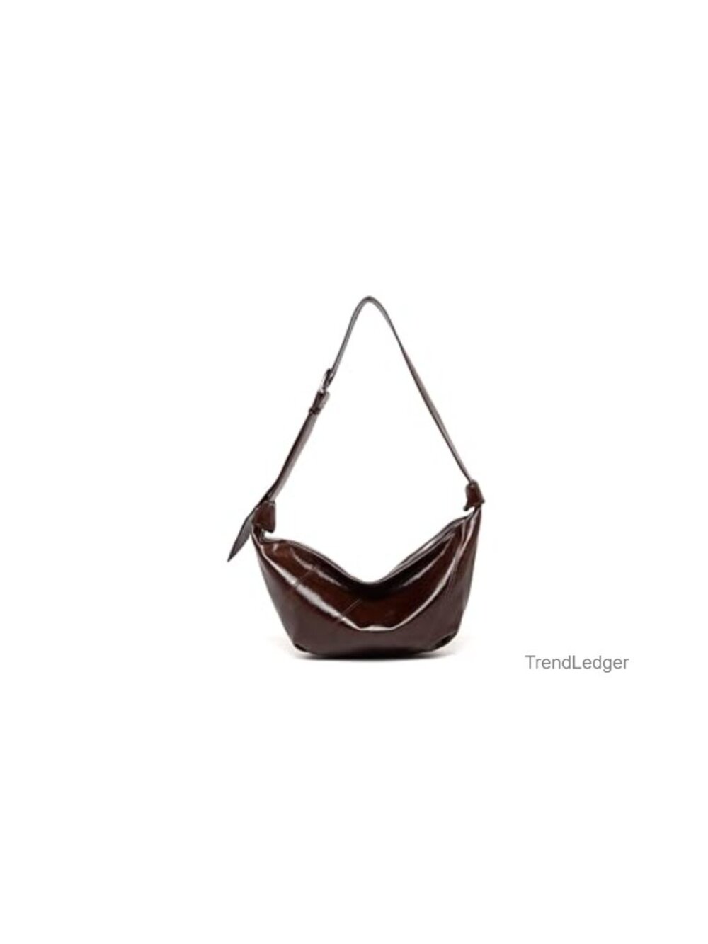 Faux Leather Crescent Crossbody Bag Adjustable Strap Small Satchel